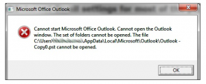 unable to open outlook window