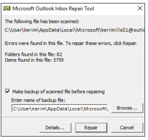 recover outlook data files