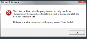 outlook cannot connect to proxy server