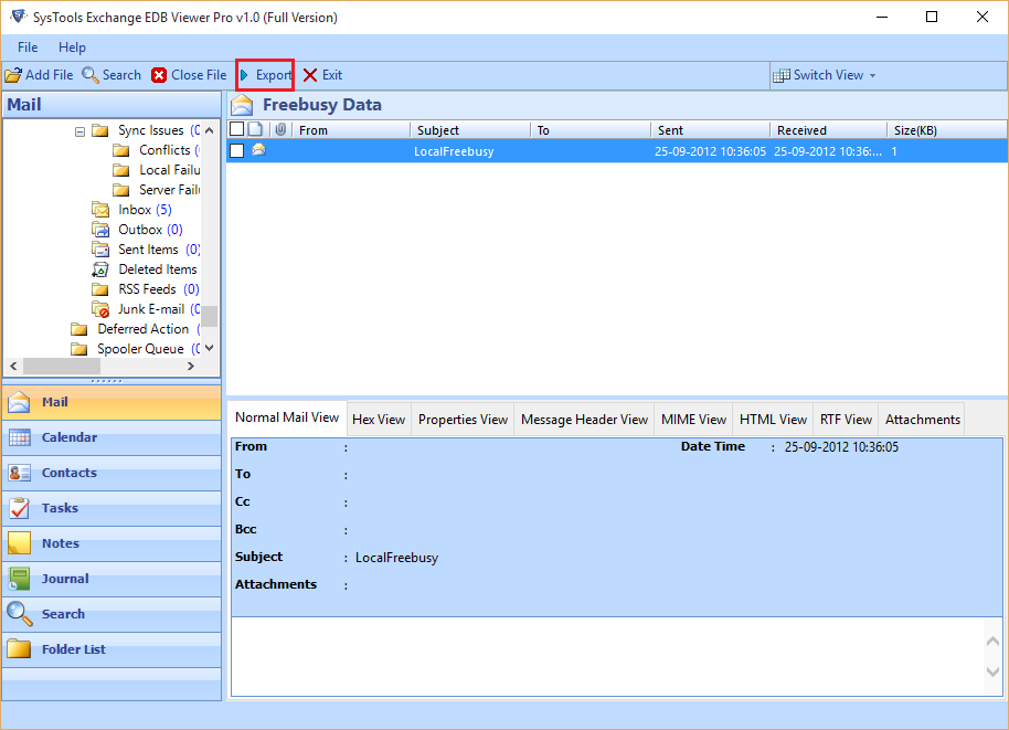 Exchange EDB to PDF Converter screenshot