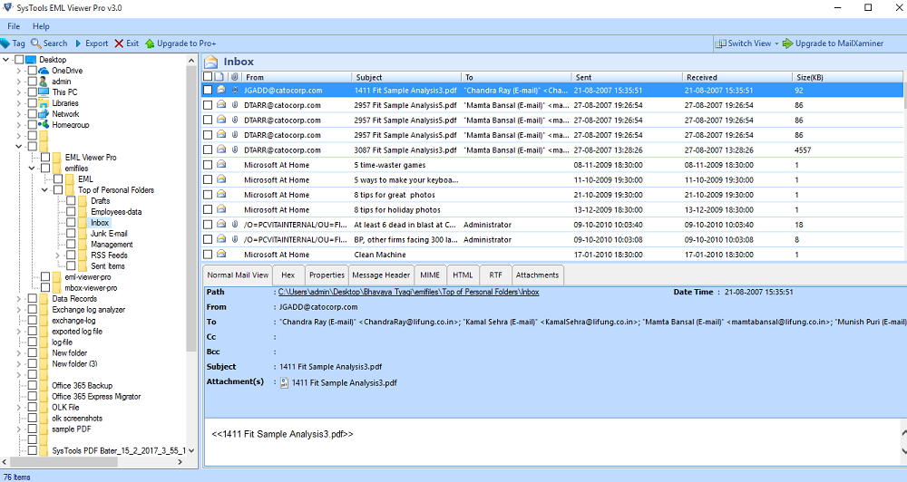 Freeware EML Viewer screenshot