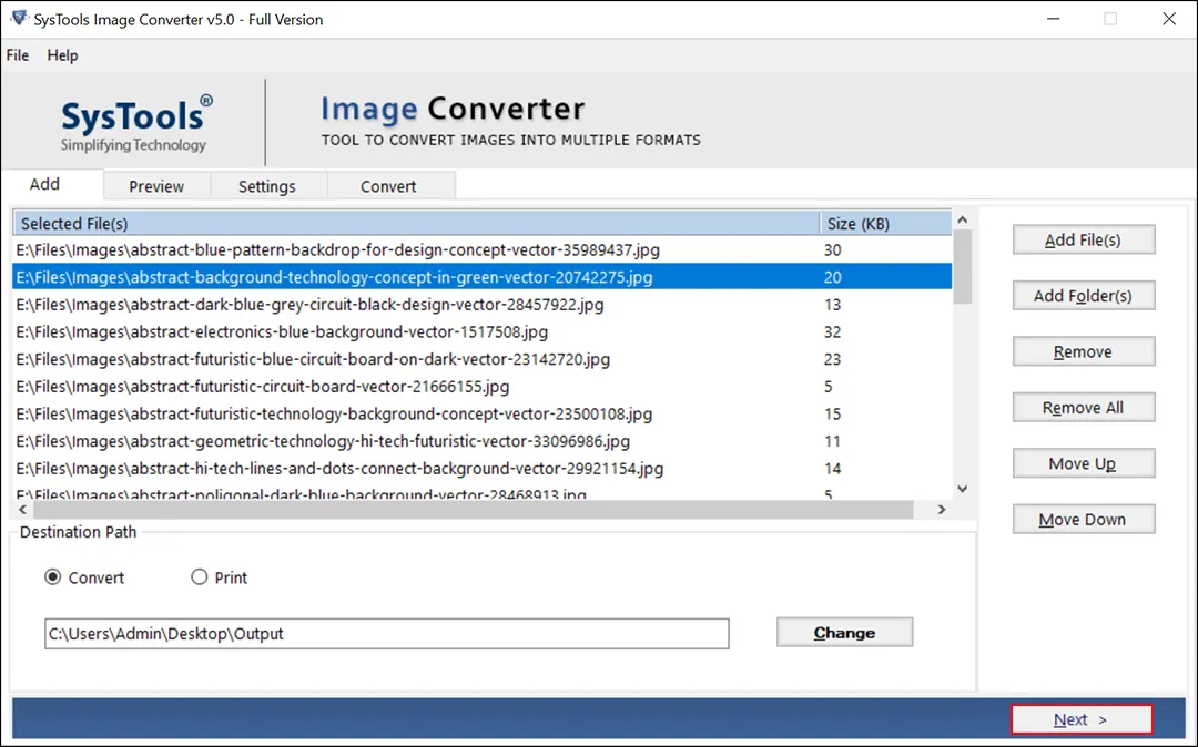 Convert Multiple Image Files screenshot