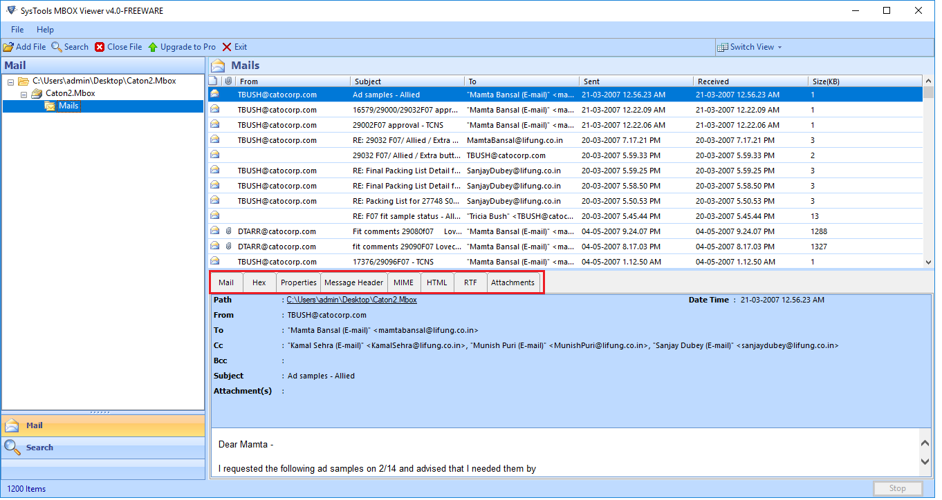 Access MBOX File screenshot