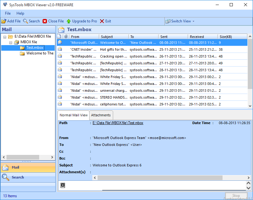 MBOX Email Viewer Software screenshot
