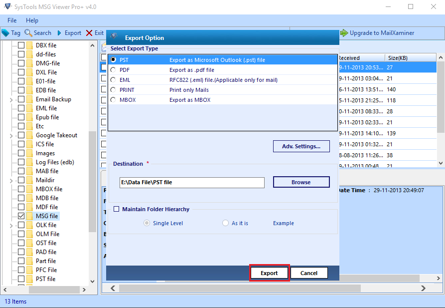 Export MSG to Multiple format screenshot