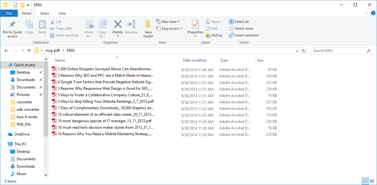 Export MSG to PDF screenshot