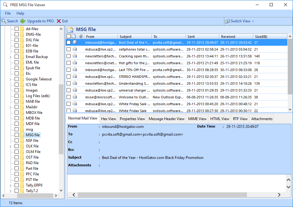 MSG Files Without Email Client screenshot