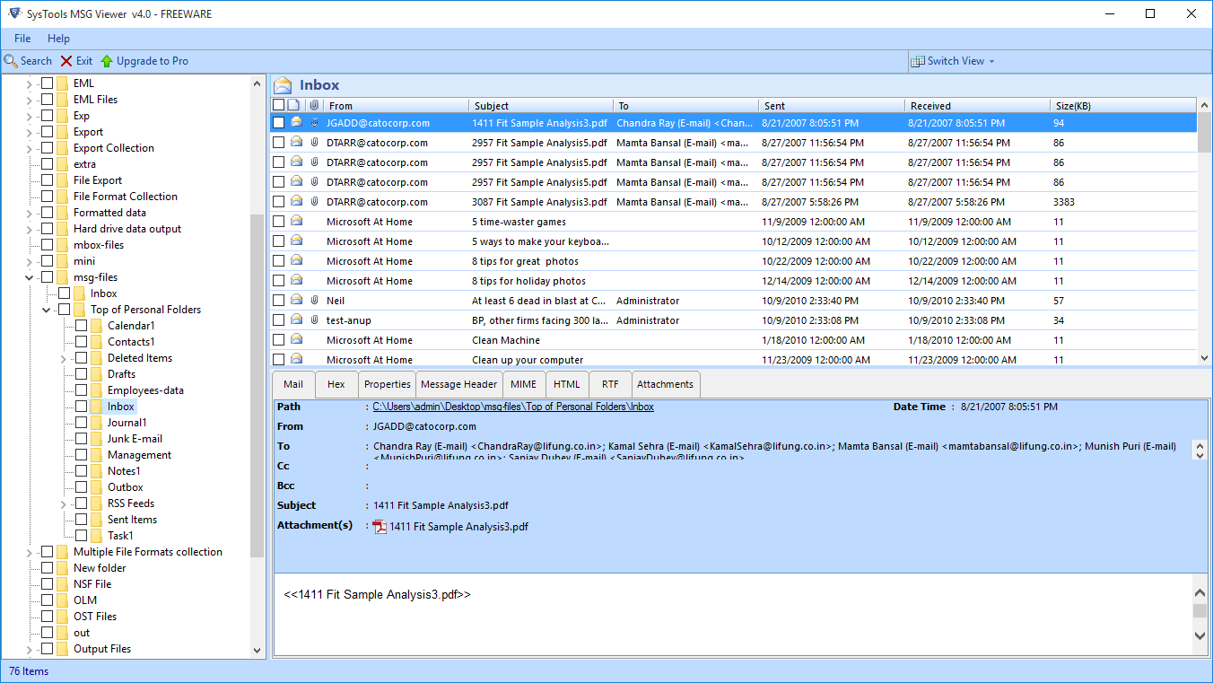 Windows 8 Free MSG File Viewer Tool full