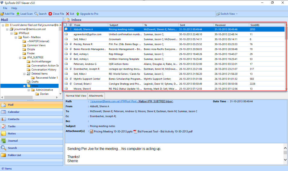 Free OST File Reader screenshot
