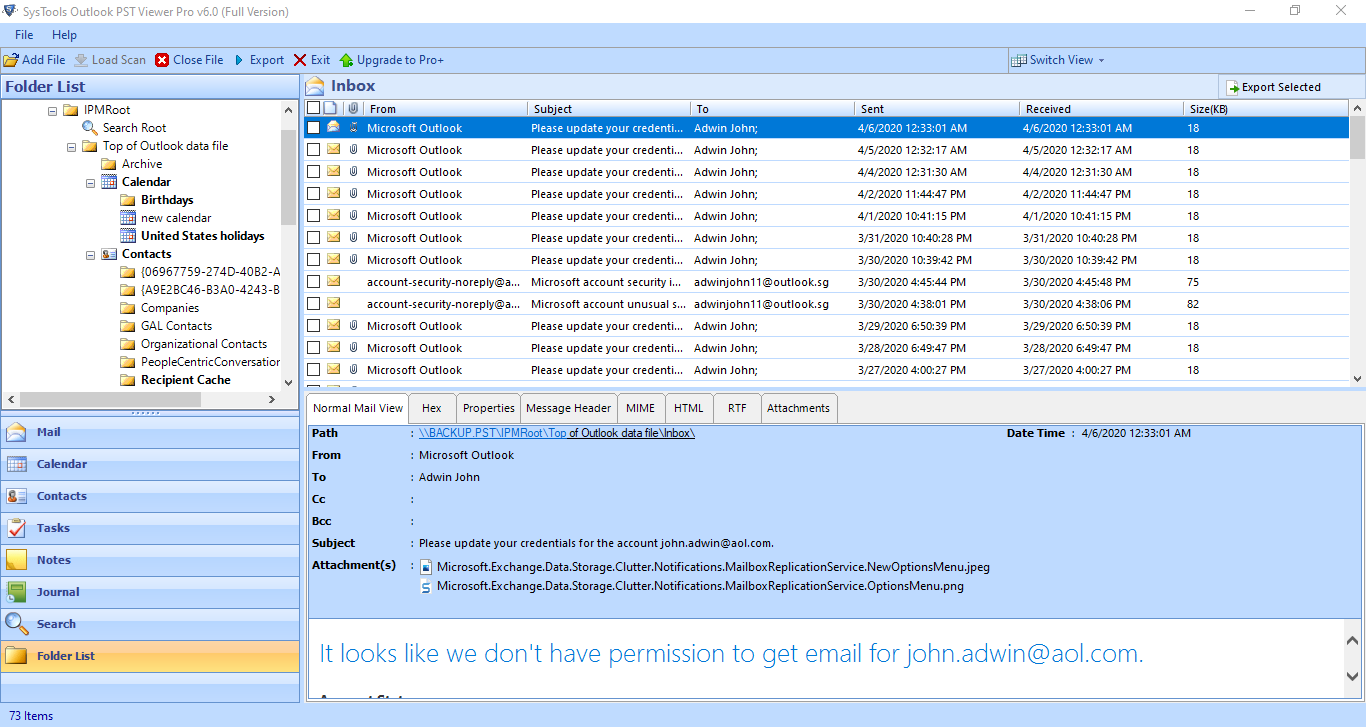 Windows 8 Outlook PST to PDF Exporter Utility full