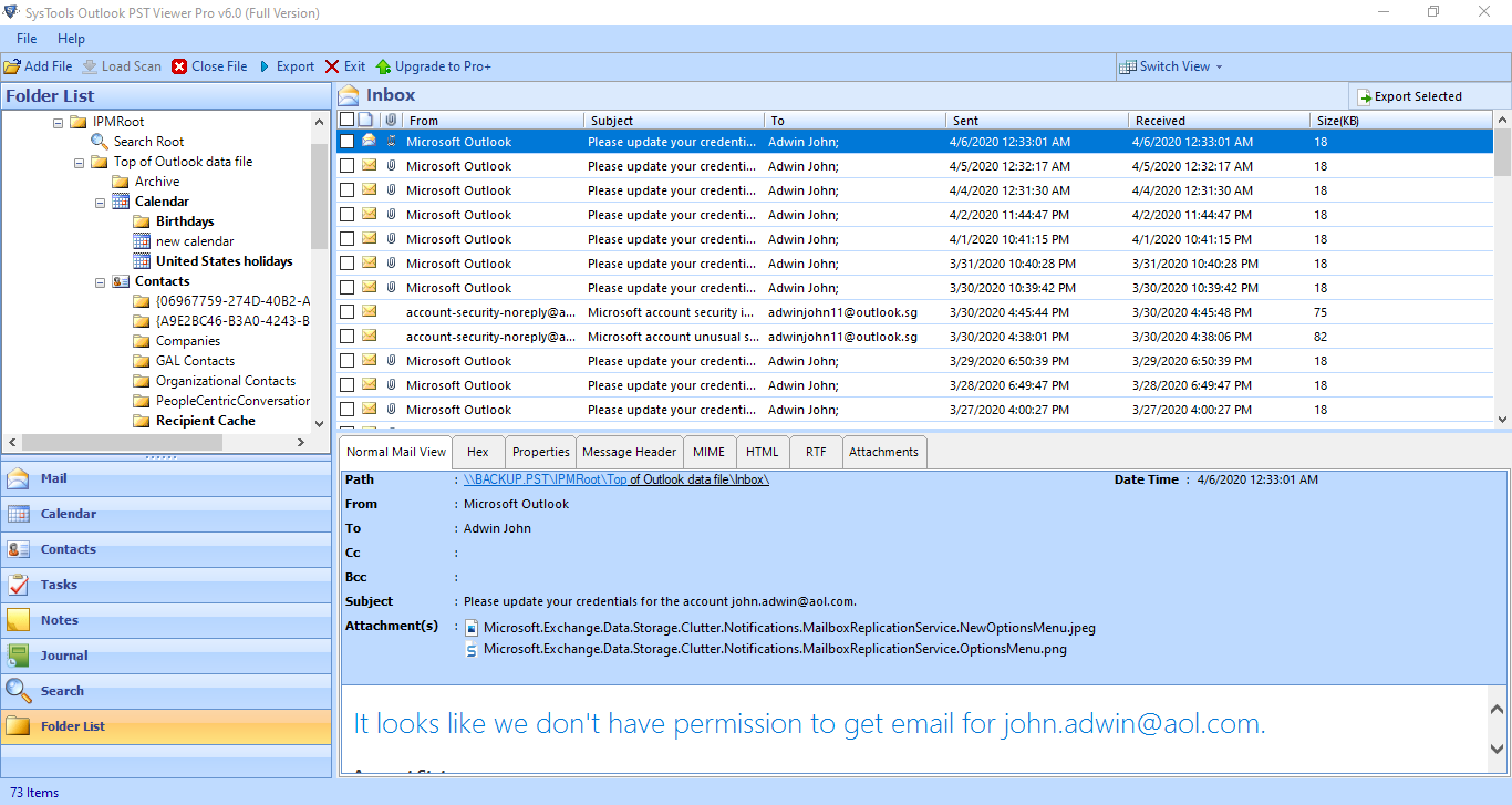Print PST to PDF screenshot Print PST to PDF screenshot