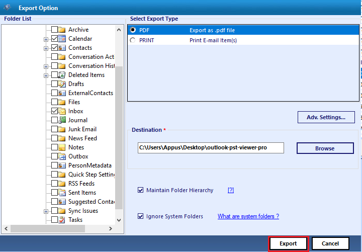 PST File into PDF Converter screenshot