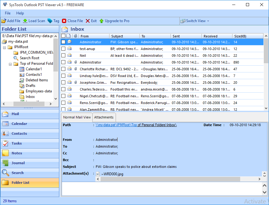 Convert Outlook PST File to PDF screenshot Convert Outlook PST File to PDF screenshot