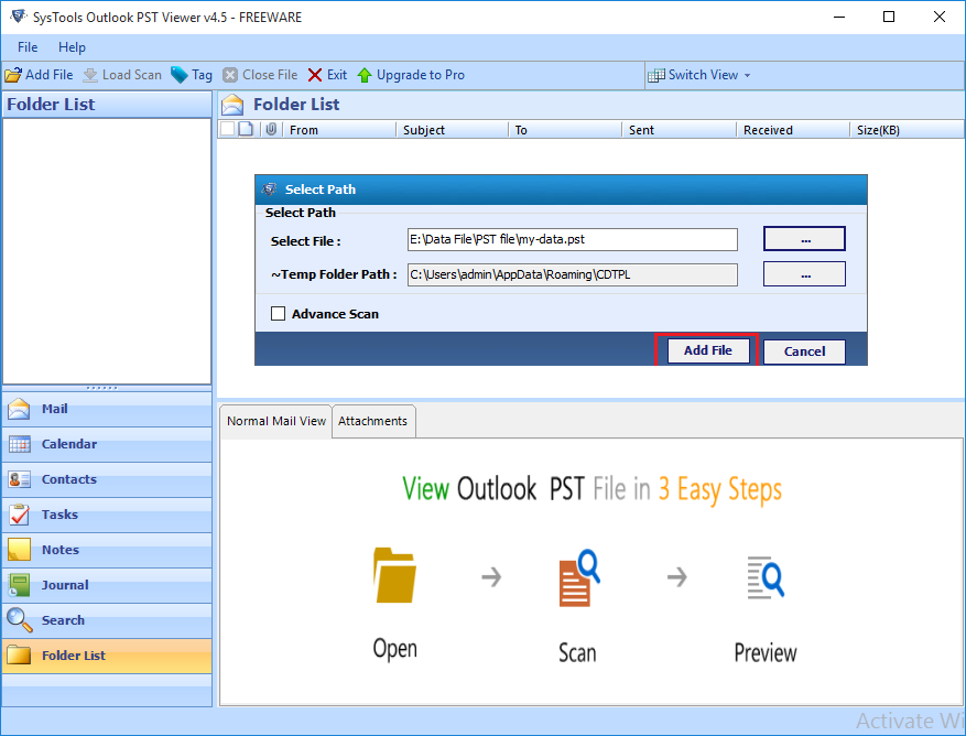 how to open pst files