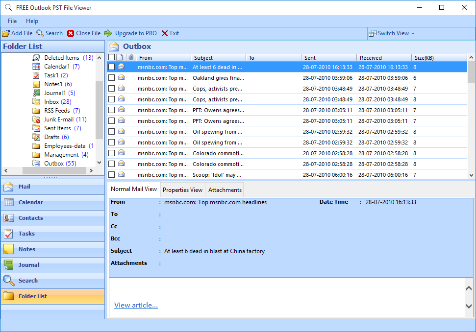 PST Opener screenshot PST Opener screenshot