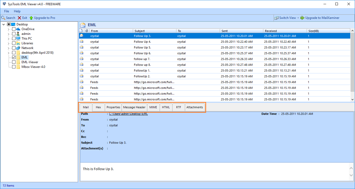 Windows EML Viewer Download screenshot