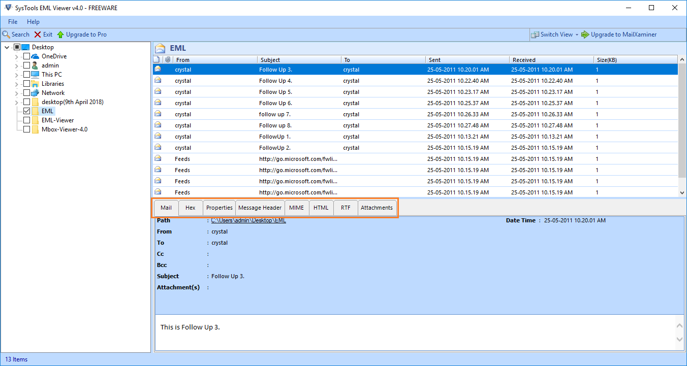 Read EML Files with Attachments screenshot